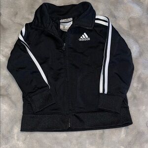 Adidas Toddler Track Jacket 18M Black White Full Zip Athletic Stripes